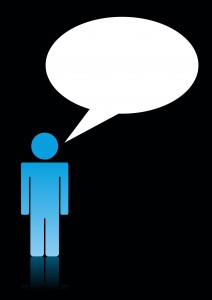 Stickman with speech bubble