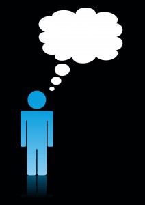 Stickman with thought bubble