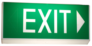 Green white exit sign