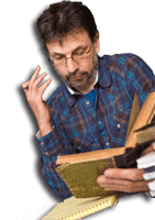 Bearded Man reading a book