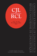 Canadian Journal of Linguistics / La Revue Canadienne de Linguistique